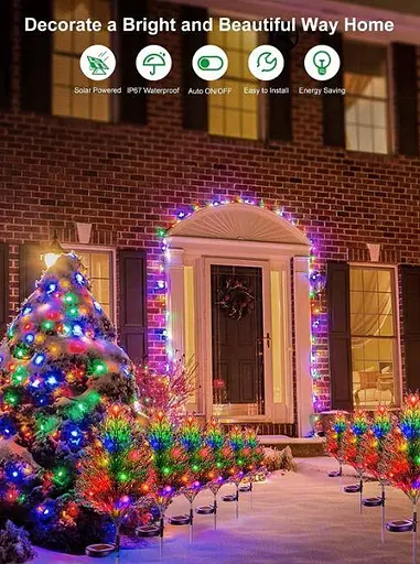 Світильники садові сонячні декоративні кольорові світлодіодні ялинкова ілюмінація - фото 4