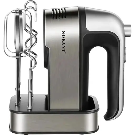 Ручний міксер Sokany SK-6627 із насадками для тесту 5 швидкостей 350Вт Сірий із чорним - фото 1