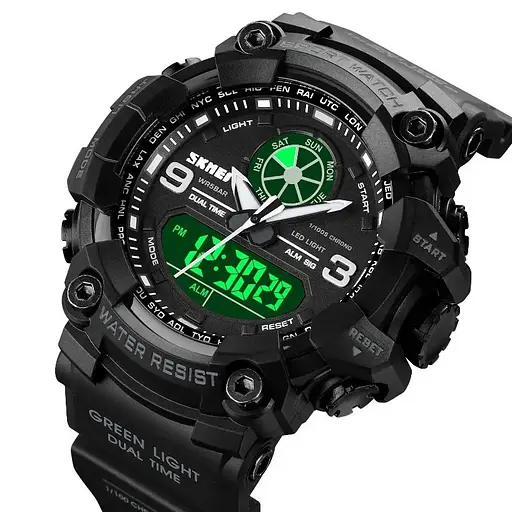 Чоловічий армійський наручний годинник Skmei 1818 Чорний - фото 3