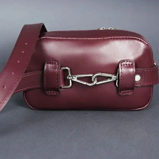 Жіноча шкіряна сумка поясна / кроссбоді Holly бордова - фото 4