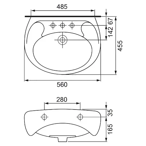 Умивальник Cersanit Eko new 55 см Без п'єдестала з переливом - фото 3