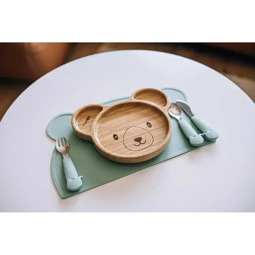 Столові прибори дитячі FreeON Elephant металеві з силіконовою ручкою м`ятний - фото 2