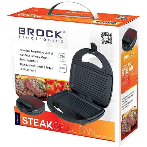 Електрогриль Brock SGM 2002 RD 750Вт 2 відділення червоний - фото 4