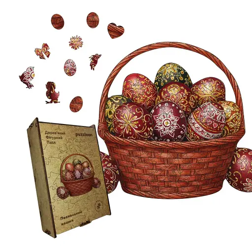 Деревянный пазл Пасхальная Корзина, А1, Картонная коробка 500+ элементов