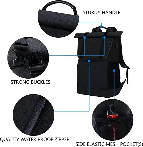 Офисный рюкзак с отделением для ноутбука 15,6 Roll Top черный Kroser sum0028812 - фото 7