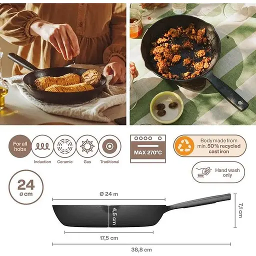 Сковорода чавунна Fiskars Folken 24 см (1075700) - фото 5