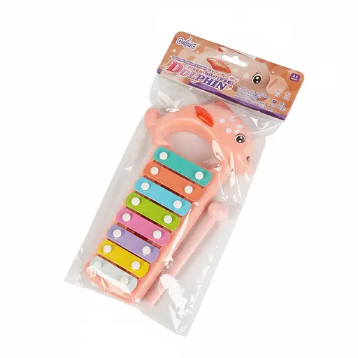 Игрушечный ксилофон 127-2-1,  на листе,8 нот, с палочками,рожевий - фото 2