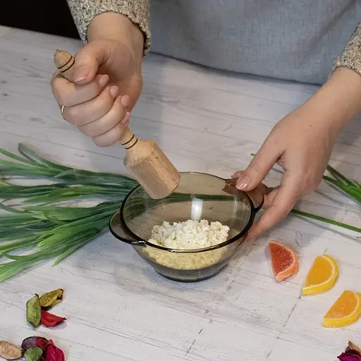 Макогон толкушка картофелемялка фигурная маленькая деревянная 18 см, Kitchette Бежевый 86103 - фото 3