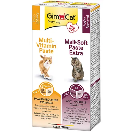 Набір паст GimCat Kombi-pack: Multi-Vitamin + Malt-Soft Extra 40 г (2х20 г)