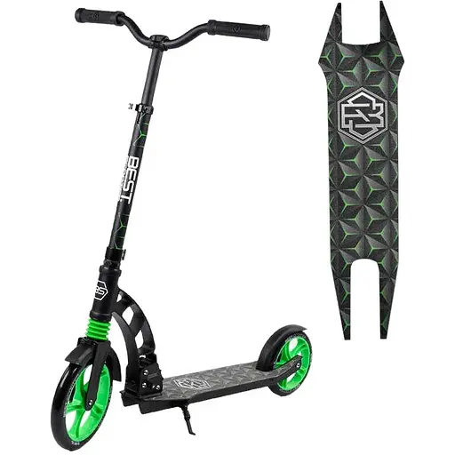 Самокат Best Scooter 85х16х36 см Чорно-зелений 000231515
