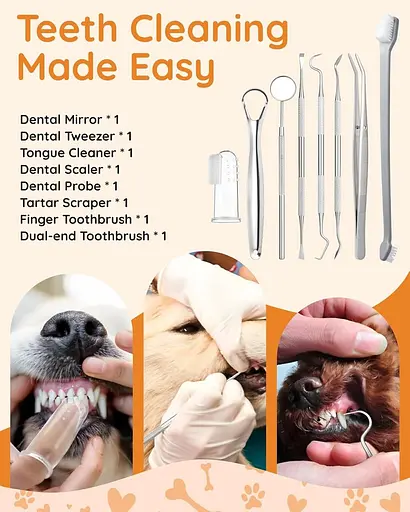 Засіб для видалення зубного нальоту для собак для перезаряджуваних зубів, набір для чищення зубів 12-в-1 - фото 4
