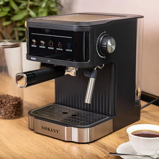 Кофемашина рожковая Sokany SK-04025 с капучинатором 1.8 л Черный - фото 9