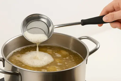 Шумівка-сито з нержавіючої сталі з ручкою 29.5 см, Kitchen Master Сріблястий 87318 - фото 5