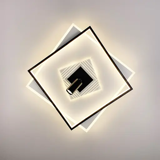 Потолочная LED люстра в черно-белом корпусе Line.F MJ 51-500*500 BK+WT - фото 2