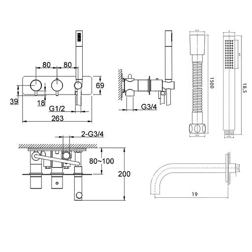 Смеситель для ванны Kohlman Axel chrome + BOX скрытого монтажа KPL-QW265AW Хром - фото 2