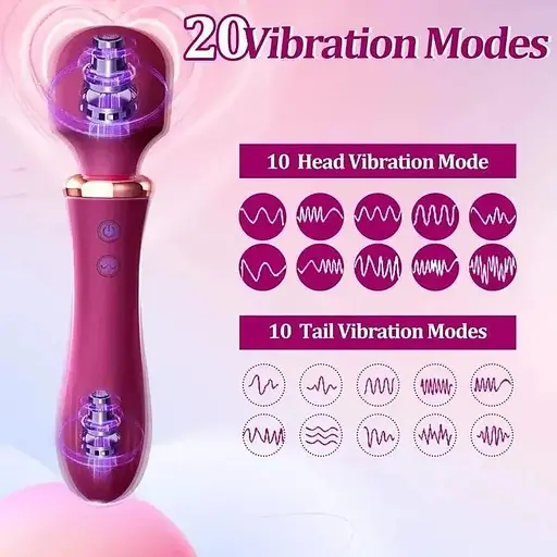 Член мікрофона з підігрівом, двосторонній жіночий член для секс рожевий, бордовий - фото 2