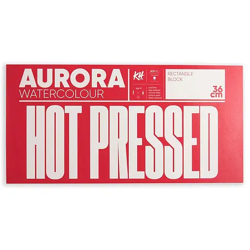 Склейка-блок для акварели Watercolour 18х36см 300г/м2 20 л HP (проклейка 4 стороны) мелкое зерно Aurora