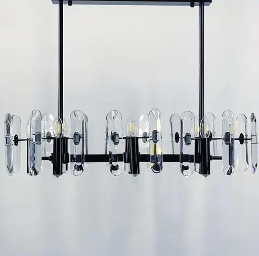 Люстра в черном цвете удлиненного корпуса с удлиненными камешками Line.F MD 2008-B L - фото 3