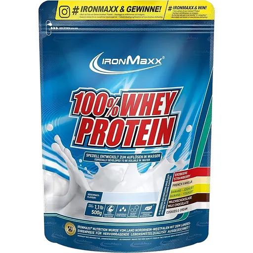 Протеїн IronMaxx 100% Whey Protein Полуничне морозиво 500 г - фото 1