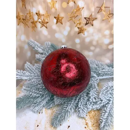 Новорічна куля Ретро 150 мм велика Червоний - фото 1