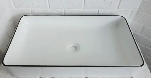 Умивальник накладний Imprese Black Edge 60,5x35,5x11,5 см білий/чорний i11099, Білий - фото 3