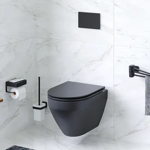 Унитаз подвесной FlashClean Am.Pm Spirit V2.0 с сиденьем микролифт black matt C701700MBSC, Черный матовый - фото 8