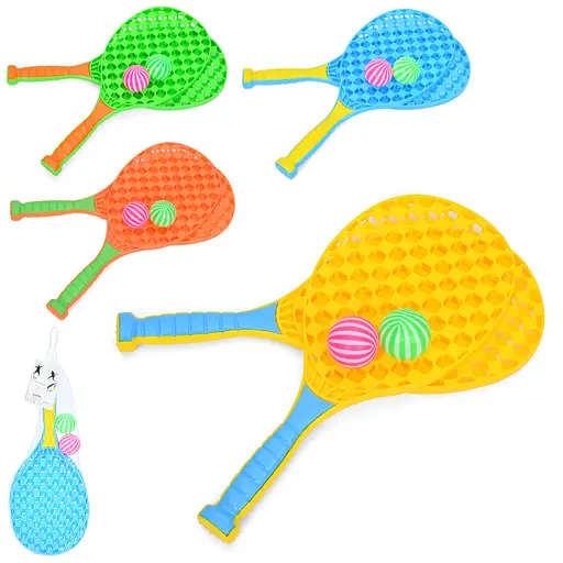 Набор детских ракеток, 2 шт. 36.5 см, пластиковый мячик, воланчик, в сетке (в ассортименте) - фото 2