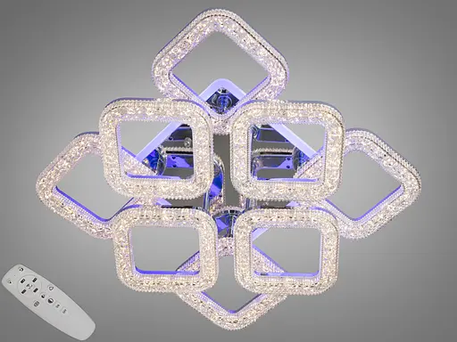 Потолочная светодиодная люстра с пультом, подсветкой, 90W, хром - фото 1