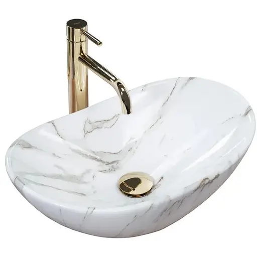 Умивальник Rea Royal Mini Aiax Shiny накладний REA-U5063, Мармур - фото 1