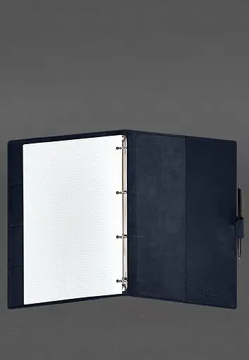 Шкіряний блокнот А4 (софт-бук) 9.2 синій Краст - фото 5