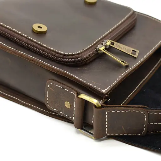 Кожаная мужская сумка через плечо TARWA 26х22х6 см sum0025826 - фото 8