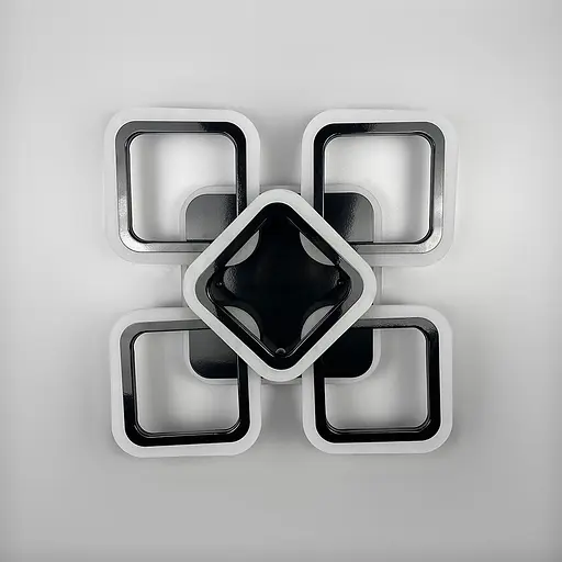 Стельова чорна люстра LED на 4+1 ріжки-квадрати | Арт. A 2400/4+1S RGB BK BK | Line F - фото 3