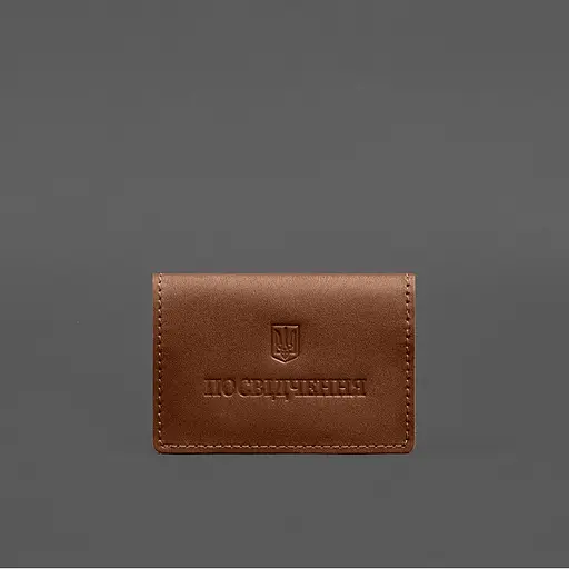 Кожаная обложка для пенсионного удостоверения светло-коричневая - фото 6