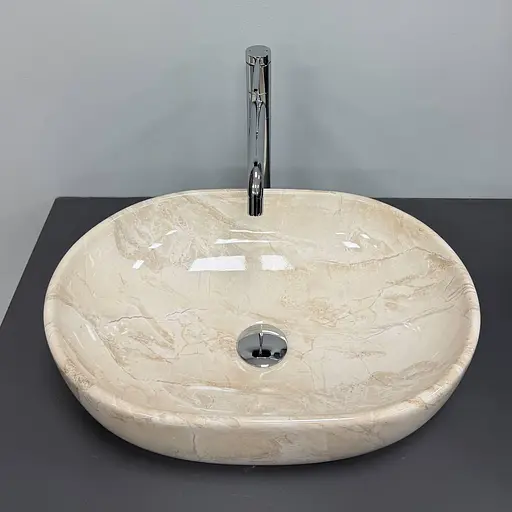 Умивальник VBI Modena S beige stone glossy накладний VBI-012007, Мармур - фото 4