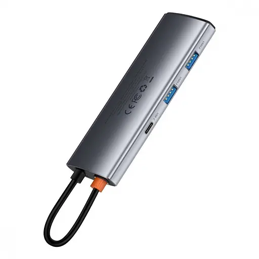 USB-Хаб Baseus Metal Gleam Series 7-in-1 (2xUSB3.0 + 4KHD + Type-C + Type-C PD+ TF + SD) gray - фото 7