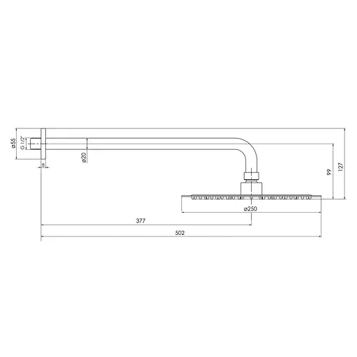 Верхний душ 250 мм Imprese BrentaZMK091908101 графитовый хром - фото 2