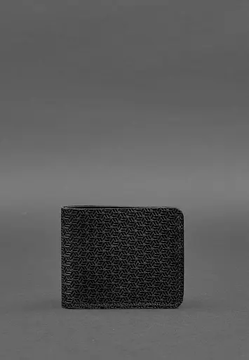 Чоловіче шкіряне портмоне 4.1 (4 кишені) чорне Карбон - фото 2