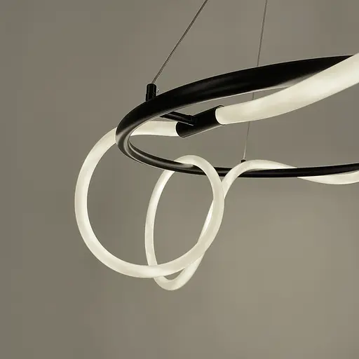 Черная кольцевая люстра с гибкой LED лентой Ø95 см (кольцо 60 см) | Ст. JU 22N-600 BK Line F - фото 2