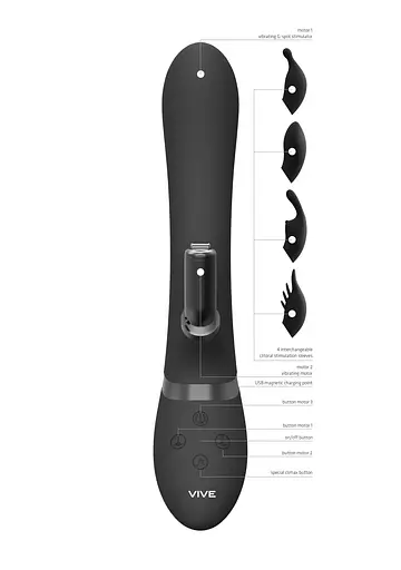 Вибратор-кролик Vive Chou, 22.3 см (черный) - фото 9