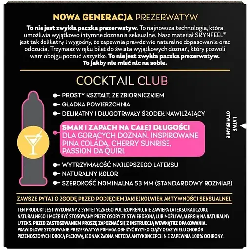 Презервативи Skyn Cocktail Club 3 шт, смаки Pina Colada, Cherry Sunrise та Passion Daiquiri - фото 3