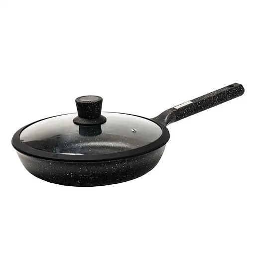 Сковорода антипригарная с крышкой Haus Roland ⌀ 29см алюминиевая сковорода 2л Черная - фото 1