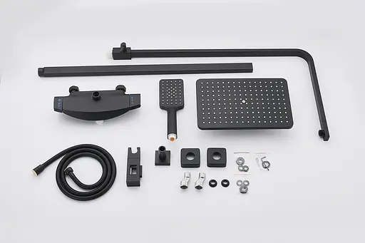 Душова система зовнішнього монтажу з термостатом Nett STB-32, Чорний - фото 10