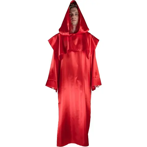 Балахон червоний атласний з капюшоном - фото 1