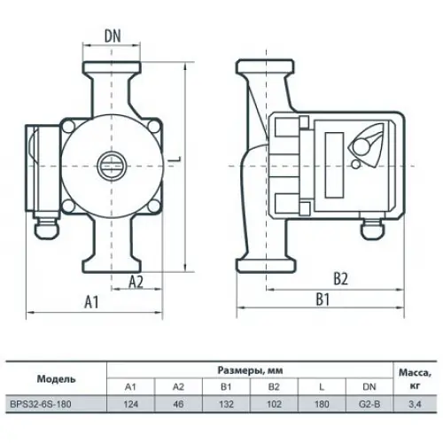 Циркуляційний насос NPO BPS 32-6S-180, приєднувальний комплект - фото 3