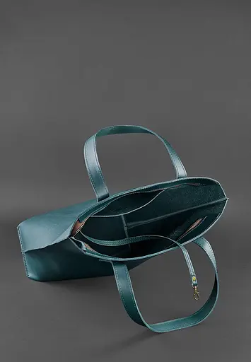 Шкіряна жіноча сумка шоппер D.D. зелена - фото 6