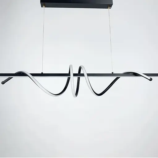 Скандинавська LED люстра у чорному корпусі 120х23 см | Line F | Арт. H24L-1200 BK - фото 4