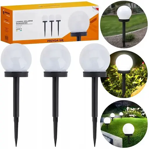 Світильник OldBro автономний шар садовий на сонячній батареї IP54 білий 3 шт