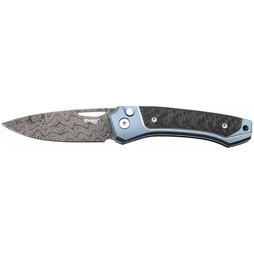 Нож Lionsteel Twain Damascus Titanium Carbon Fiber Blue - фото 1