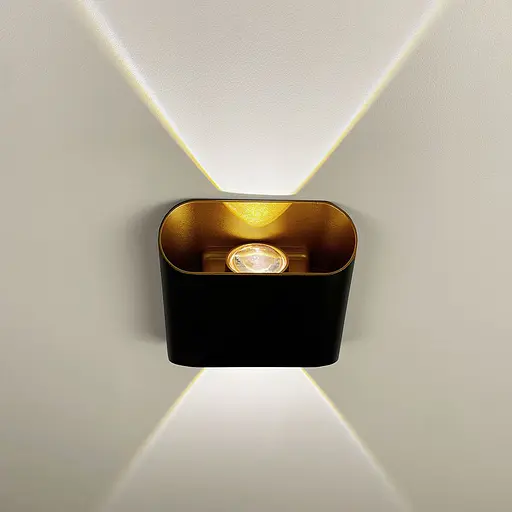 Світильник на 2 лінзи у чорно-бронзовому корпусі 4000K IP 54 | Line F | Арт. W044/2 BK+GD - фото 2