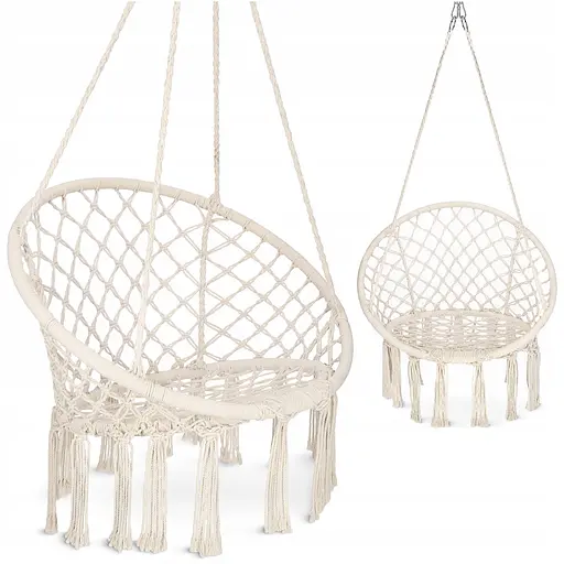 Крісло-гойдалка 4FIZJO Boho Dream 80 см підвісна, плетена Beige (P-5905973404518) - фото 2